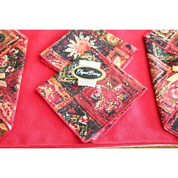 2 Vintage Retro Liddell Placemats & 4 Napkins Irish Linen NOS - Picture 2 of 3